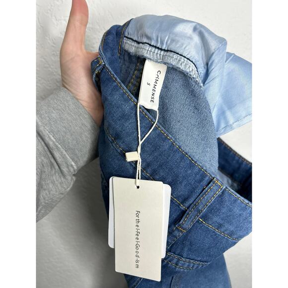 Commense Front Split Raw Hem Denim Midi Skirt S NWT - Picture 7 of 7